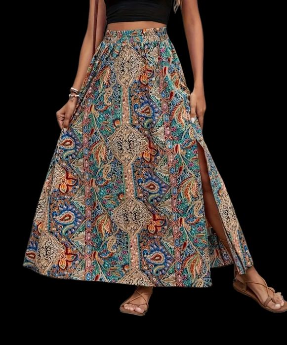 Świetna długa maxi spódnica na gumce zwiewna wiosna lato  XL 42