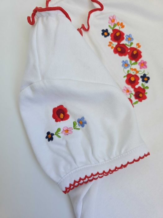 белая футболка блузка девочке вышиванка в укранском стиле 128-140