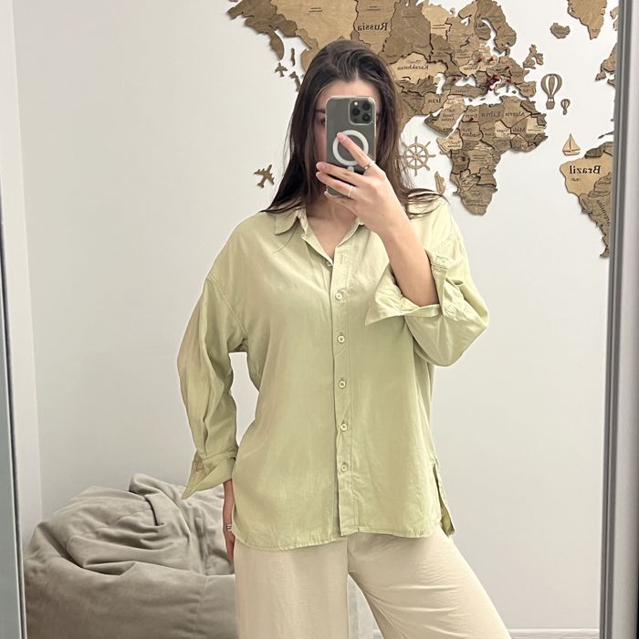 Сорочка жіноча оливкова Oversize S-M