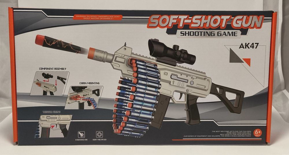 Duży pistolet AK47 automat na strzałki zestaw z akcesoriami