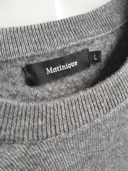 Szary wełniany sweter Matinique S M męski slim fit