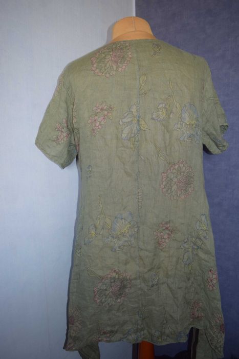 Oryginalna Sukienka lniana letnia włoska z rozporkami _46