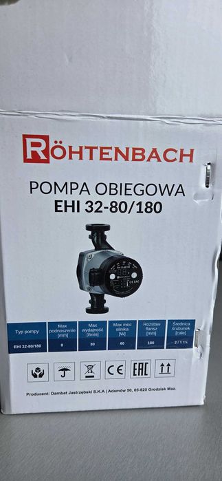 Pompa Obiegowa CO Röhtenbach EHI 32-80/180 | Nowa, Komplet, 60W