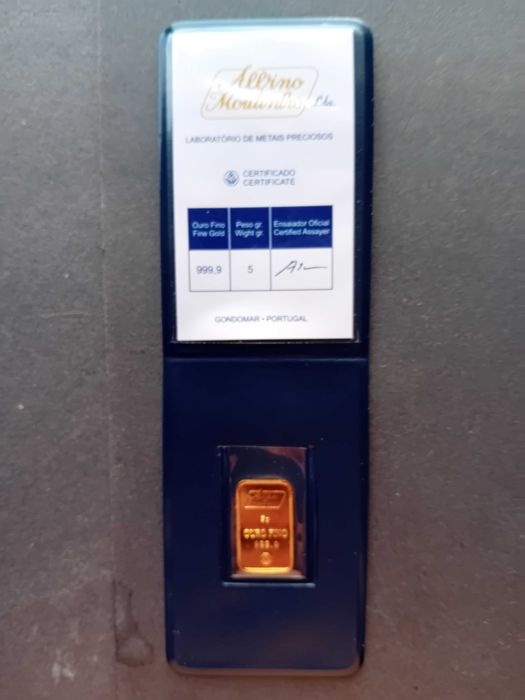 várias barras ouro 5grs.999% certificadas Albino Moutinho novo preço, novas