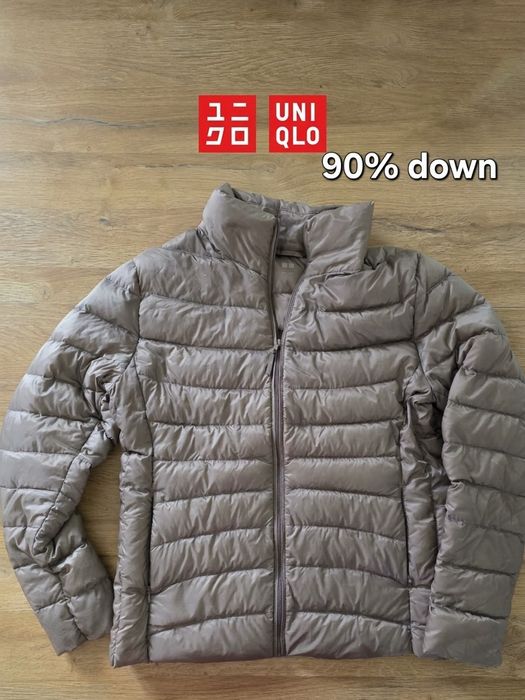 Uniqlo kurtka puchowa damska L light down jacket przejsciowa pikowana beżowa Japan  ciepła