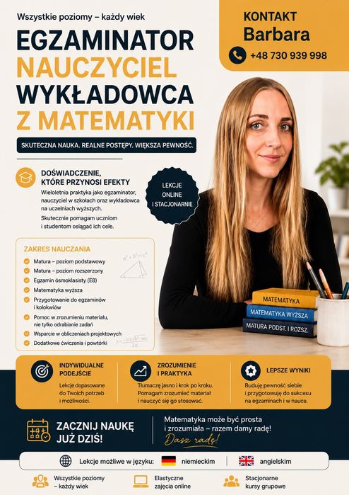 Matematyka - egzaminator maturalny i E8 - wykładowca - nauczyciel