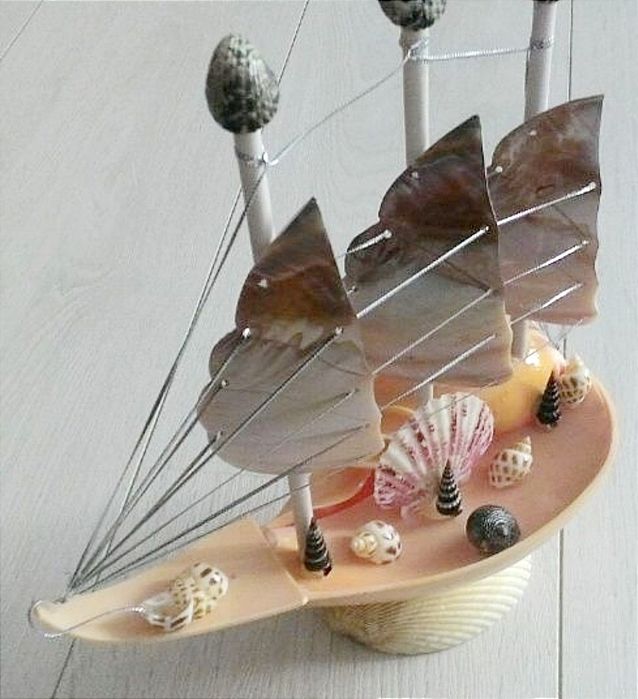 ПАРУСНИК из ракушек морских раковин парус баркас фрегат бригантина яхт