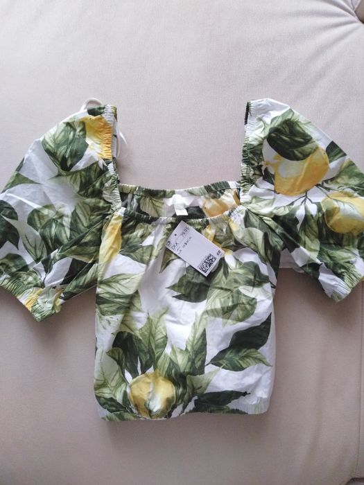 Bluzka hiszpanka bufki crop top