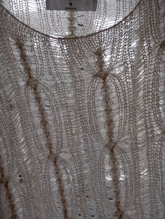 PRIMARK Premium M-XL ażurowy sweter z wełną i alpaką oversize ecru