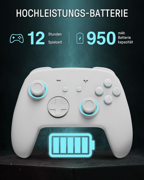 Kontroler bezprzewodowy PALPOW do Switch 2 z RGB LED - Biały