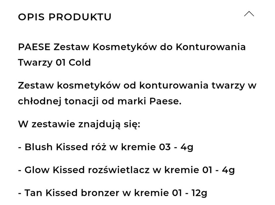PAESE zestaw do konturowania 01 cold