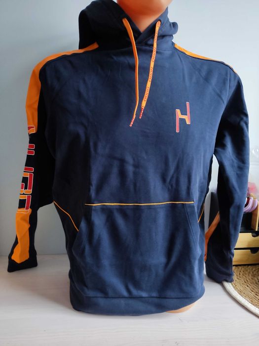 Bluza z kapturem Hugo Boss granatowo pomarańczowa