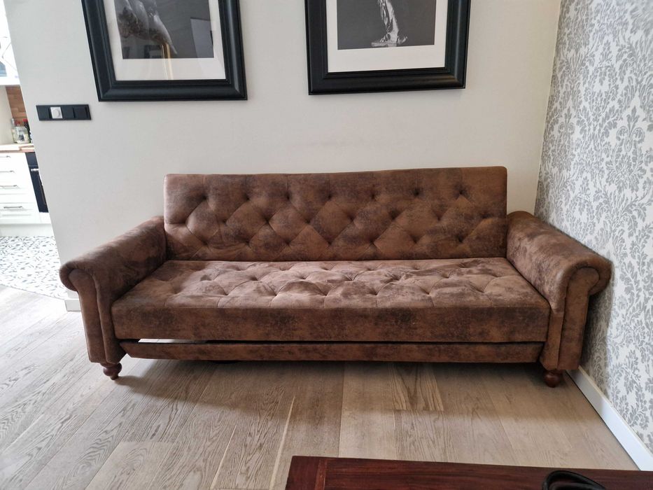 Sofa rozkładana Maison Belle – Chesterfield, antyczny brąz