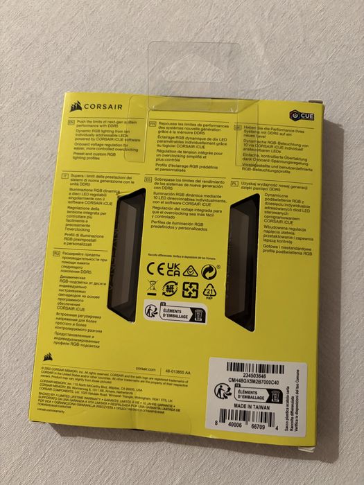 RAM  DDR5 2x24GB Corsair Vengeance RGB (7000Mhz - 40CL)