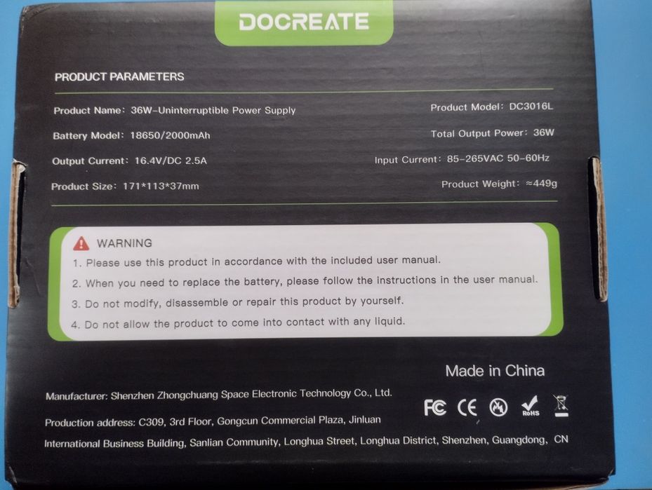 UPS "Docreate DC1036L" (+4 АКБ / 2.5 mAh)