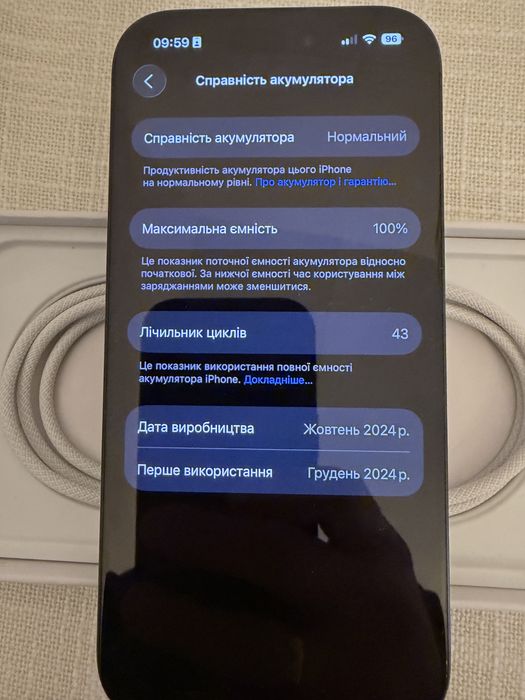 Iphone 16 pro  44цикли.