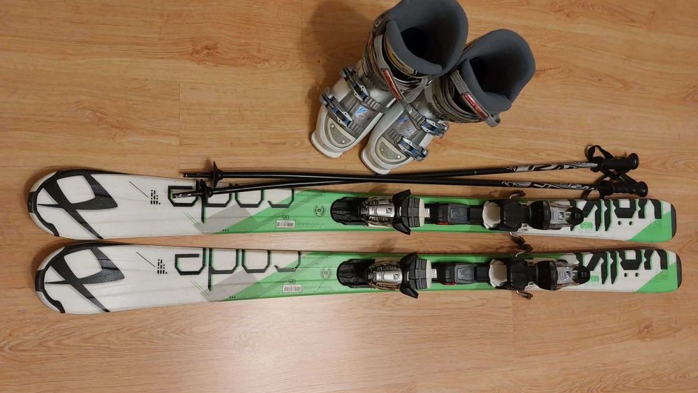 Komplet narciarski Narty VOLK CODE 7.4, buty NORDICA, kask UVEX, kijki