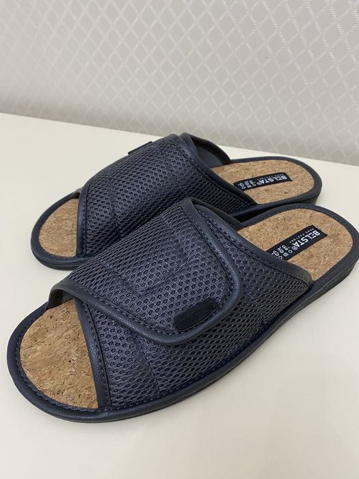 Тапочки мужские с открытыми пальцами на липучке Белста серый и черный