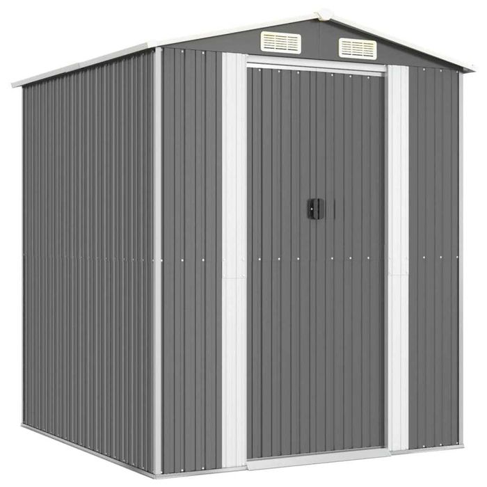 Abrigo de Jardim 192x191x223 cm em Aço Galvanizado Cinzento-Claro