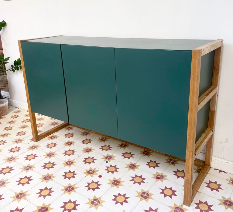 Aparador / consul / 3 portas / verde / nodic / excelente estado