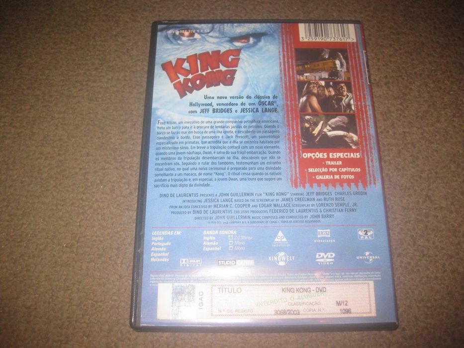 DVD "King Kong" com Jeff Bridges/Raro!