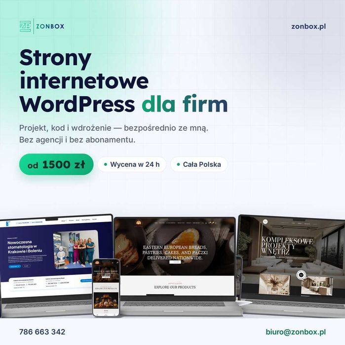 Strona www dla firmy + opieka techniczna – Tarnów