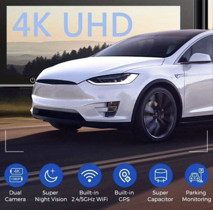 Відеореєстратор 4K AZDOME M550 Pro Wi-Fi + задня камера + 64Gb карта