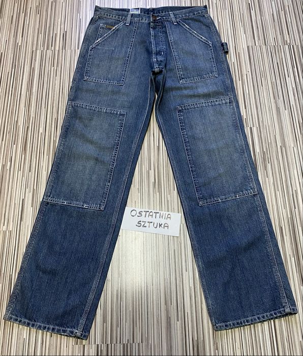 Spodnie męskie jeans 32/34 pas 83 cm Maverick bojówki nowe granat