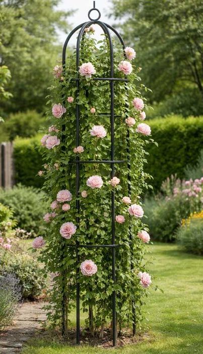 Pergola Ogrodowa Kolumnowa Metalowa na Róże Kwiaty Zielona 190cm