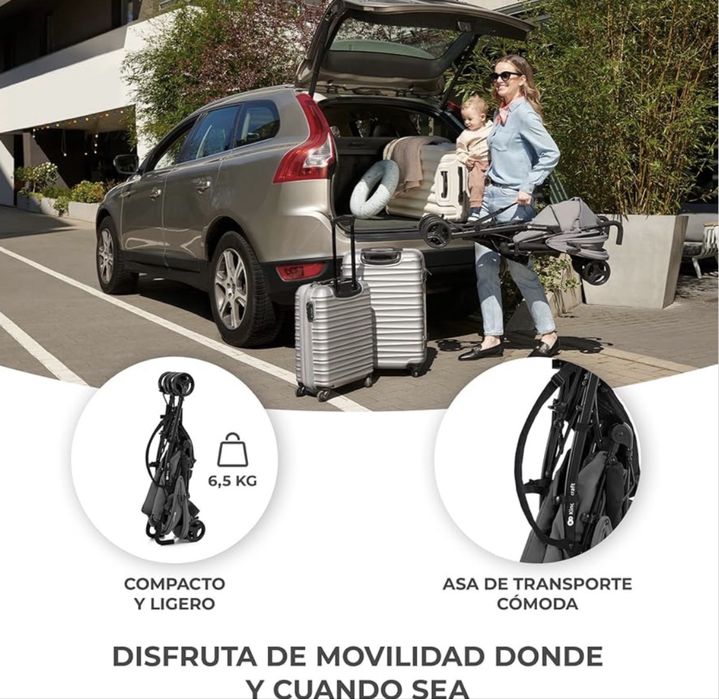 Carrinho de Bebé Kinderkraft TIK CINZA - Leve e Confortável + OFERTA