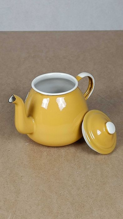 Dzbanek / czajnik emaliowany OLKUSZ retro vintage żółty 0,9 l - OUTLET