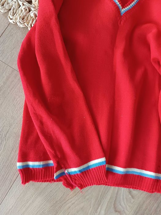 stary retro vintage czerwony męski chłopięcy sweterek 36S 38M old