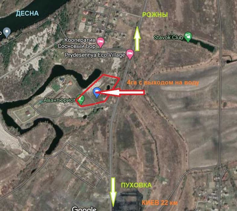 Мальовнича  ділянка 4 га в Рожнах з виходом на Десну для  КМ