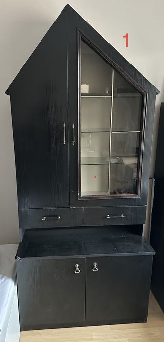 Czarne meble pokojowe (witryna, RTV, szafki). Razem lub osobno.