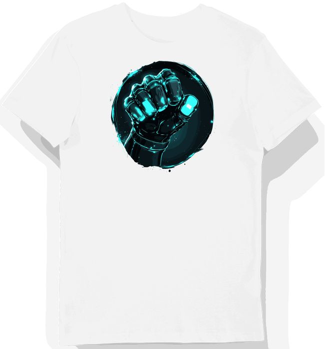 Koszulka męska biała z nadrukiem rękawicy z gry 3XL