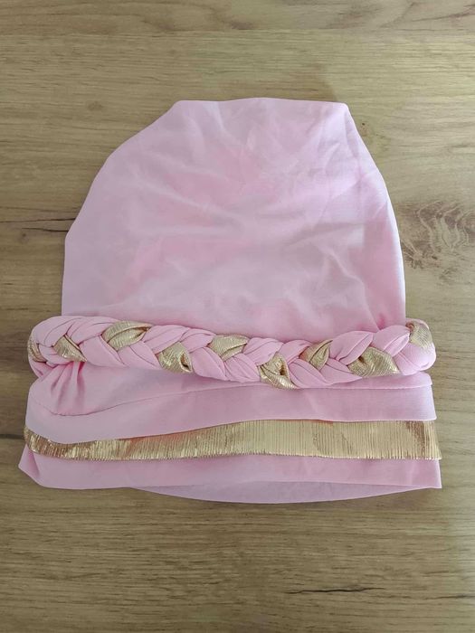 NOWY różowy turban z warkoczem - hijab