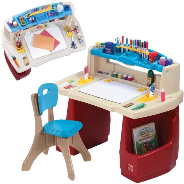 Biurko z Krzesełkiem Kącik plastyczny edukacyjny Delux