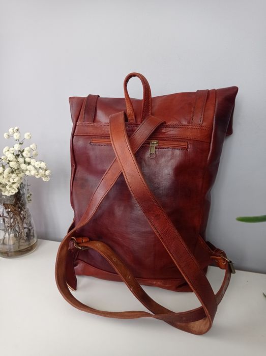 Piękny, duży plecak ze skóry naturalnej. Hand made!