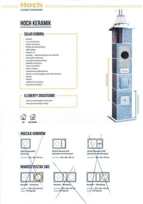 Komin ceramiczny HOCH Keramik z pojedynczą wentylacją fi120 SW 6mb