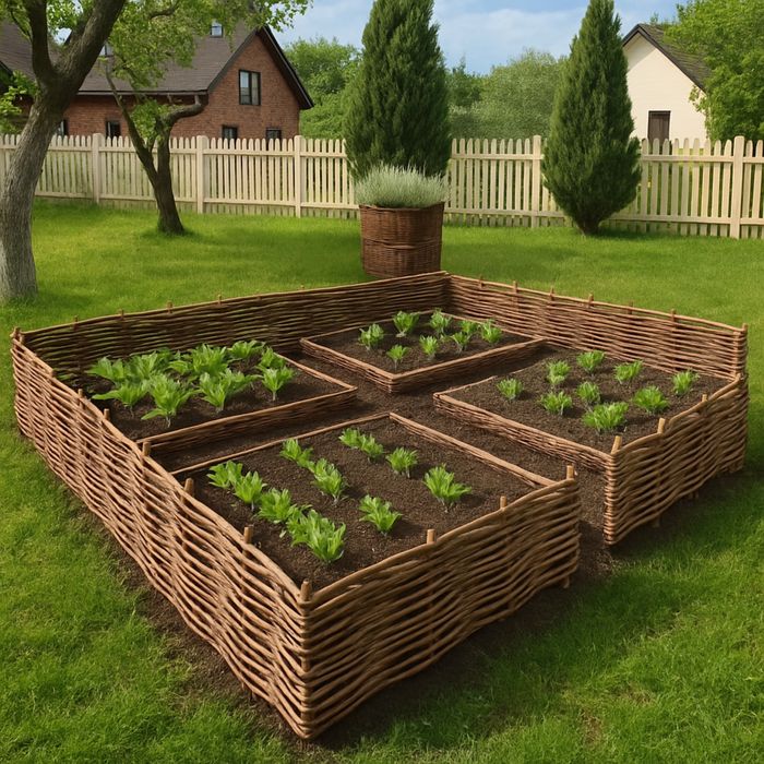 Palisada ogrodowa wiklinowa plotki obrzeze ogrodzenie  rabatka