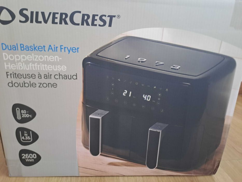Air Fryer SilverCrest Dual Basket 8,7L – Nova e Selada