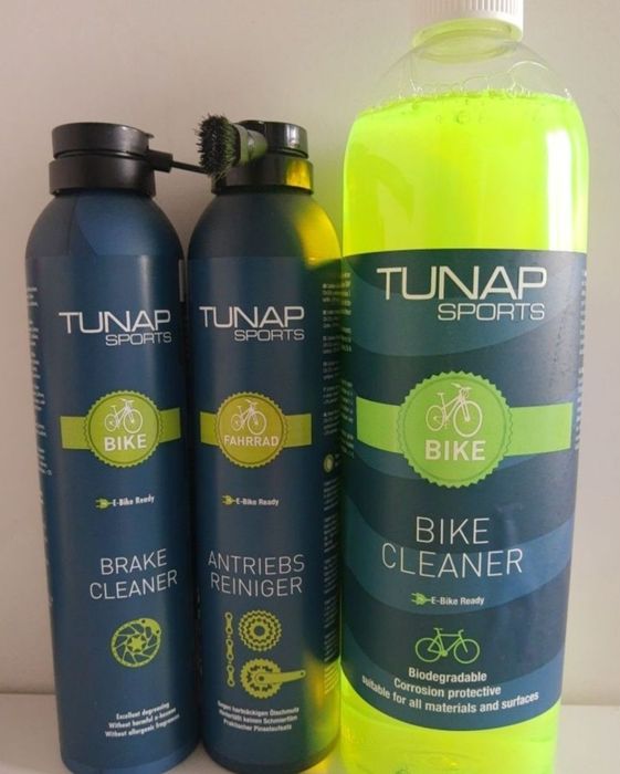 Tunap, szampon do mycia roweru, środek do hamulców, smar do łańcucha