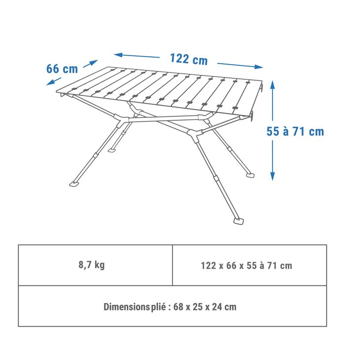 MESA DE CAMPISMO COMPACTA  4/6 PESSOAS - TAMPO MADEIRA - BOLSA