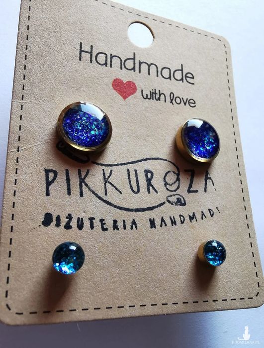 Dwie pary kolczyków niebieskich na lato handmade