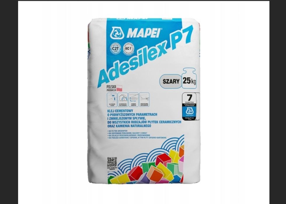 Klej cementowy do kamienia i płytek C2T MAPEI ADESILEX P7 IN szary 25k