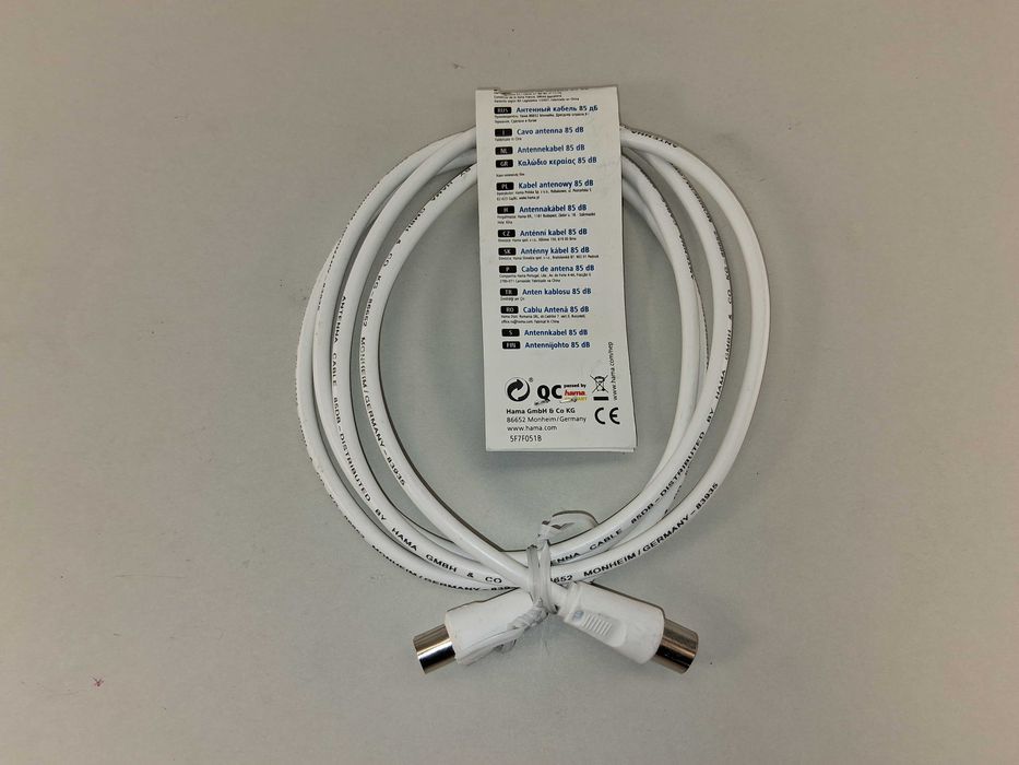 N023 Kabel Antenowy Hama Classic Line 85 DB 1,5M Biały Nowy