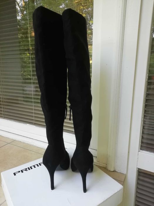 Kozaki czarne nubuk zamsz