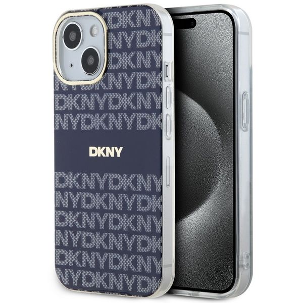 Etui DKNY IML Mono i Stripe MagSafe na iPhone 15 / 14 / 13 - niebieskie