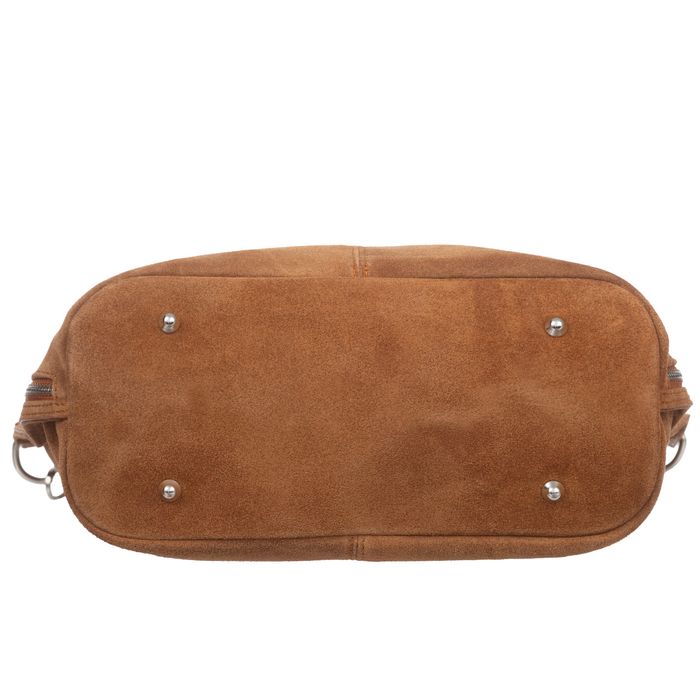 VEZZE torebka damska zamszowa worek z paskiem na ramię V551 chabrowa