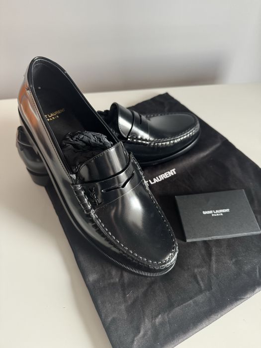 YSL czarne, nowe, skórzane mokasyny - rozmiar 42